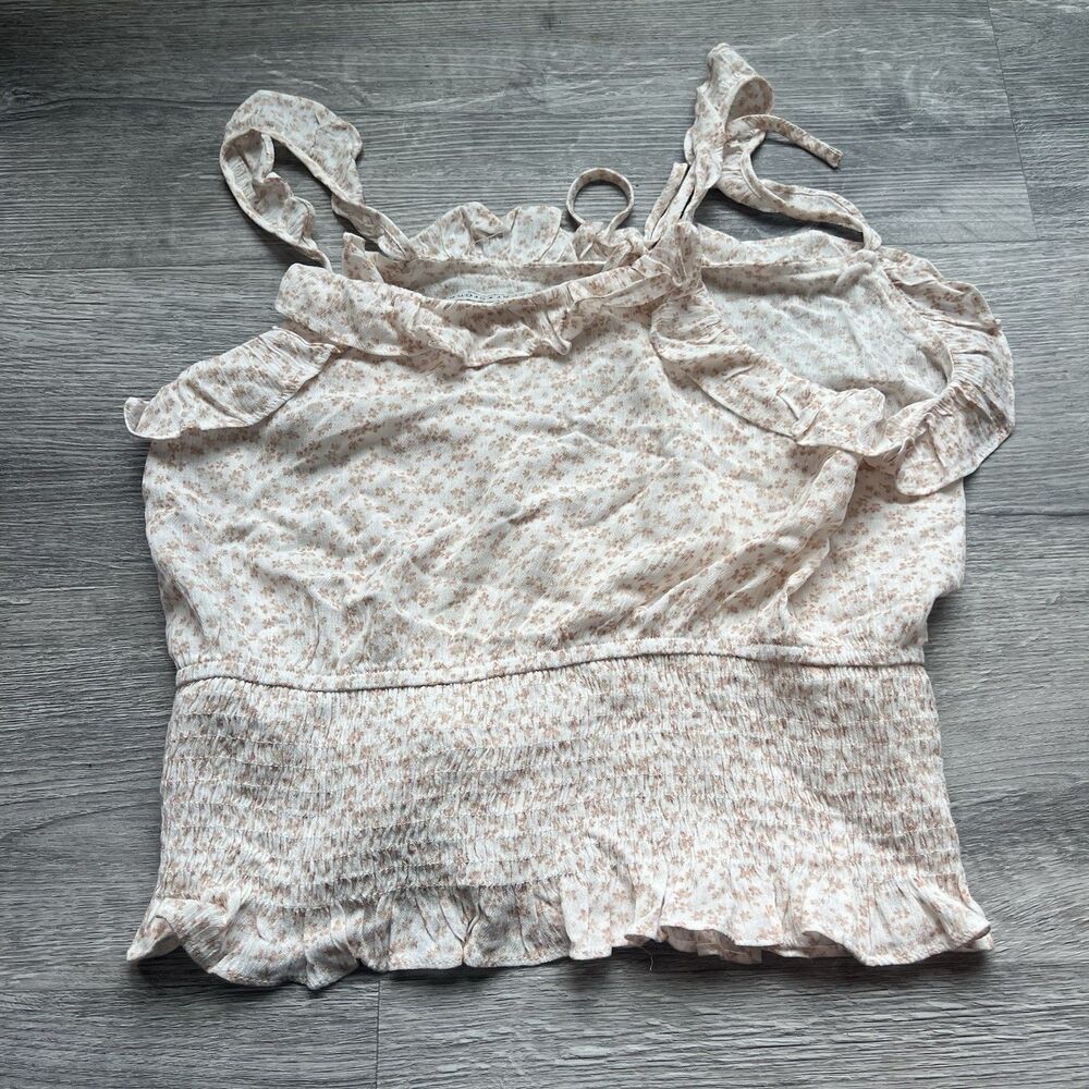Paper Crane Women's Floral Smocked Spaghetti Strap Babydoll Tank Top Size Small‎